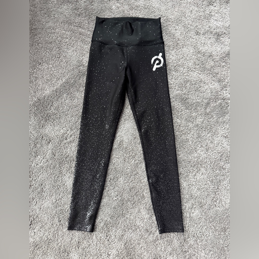 Peloton Black Sparkly Leggings With White Logo